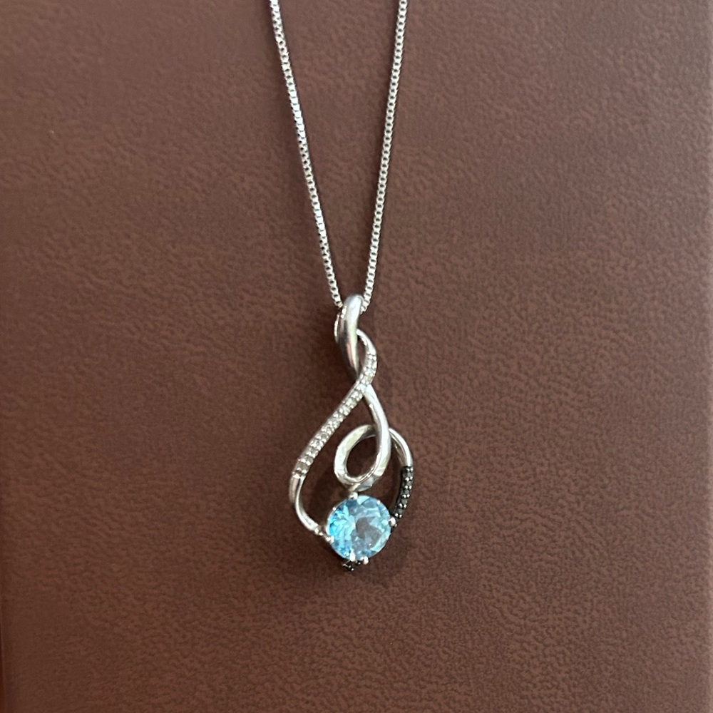 Blue Topaz and Diamond Necklace